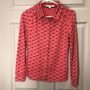 Boden Red Weiner Dog Blouse